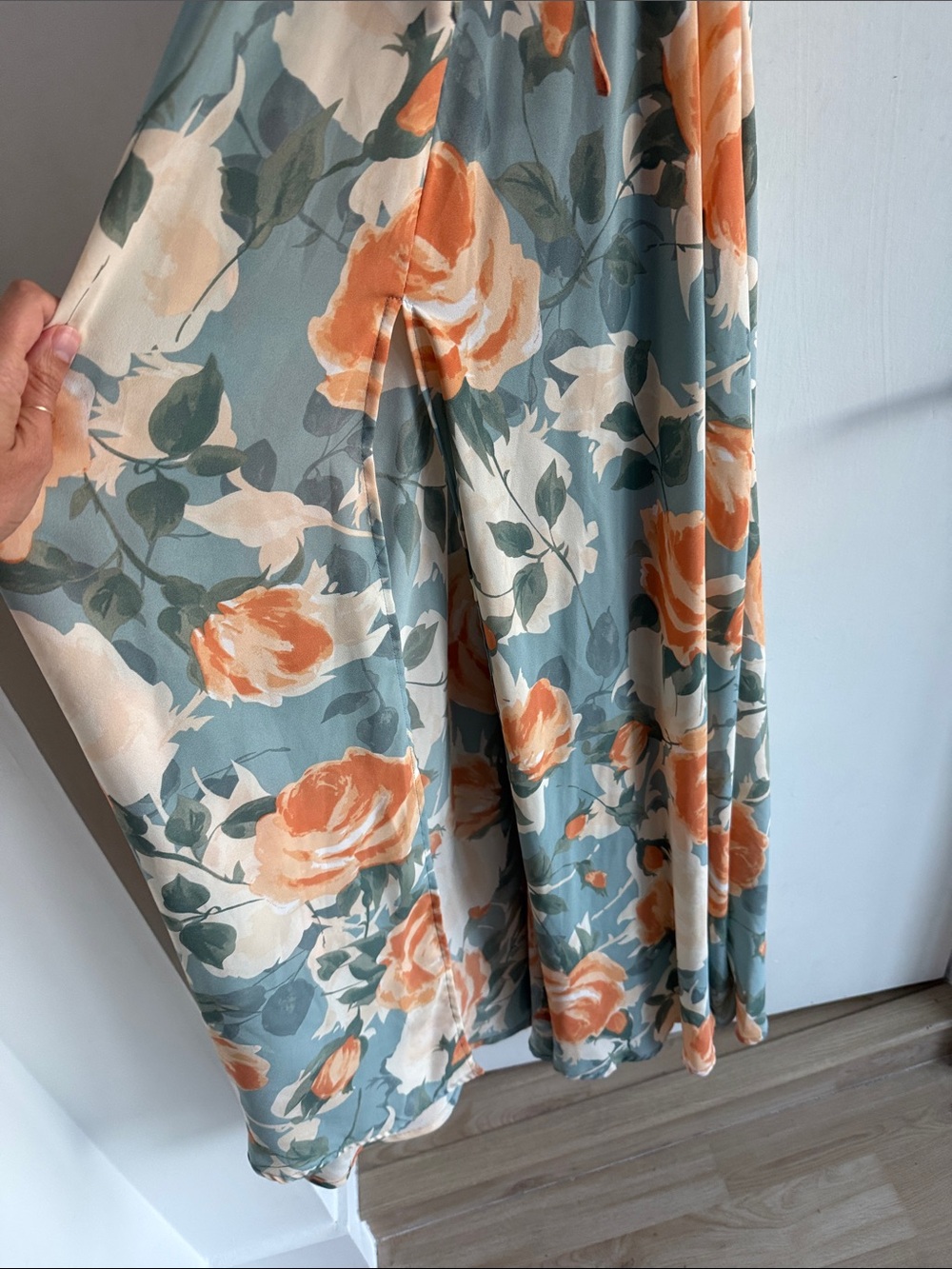 Lulu's Floral Halter Maxi Dress in Sage and Peach - Picture 3 of 5